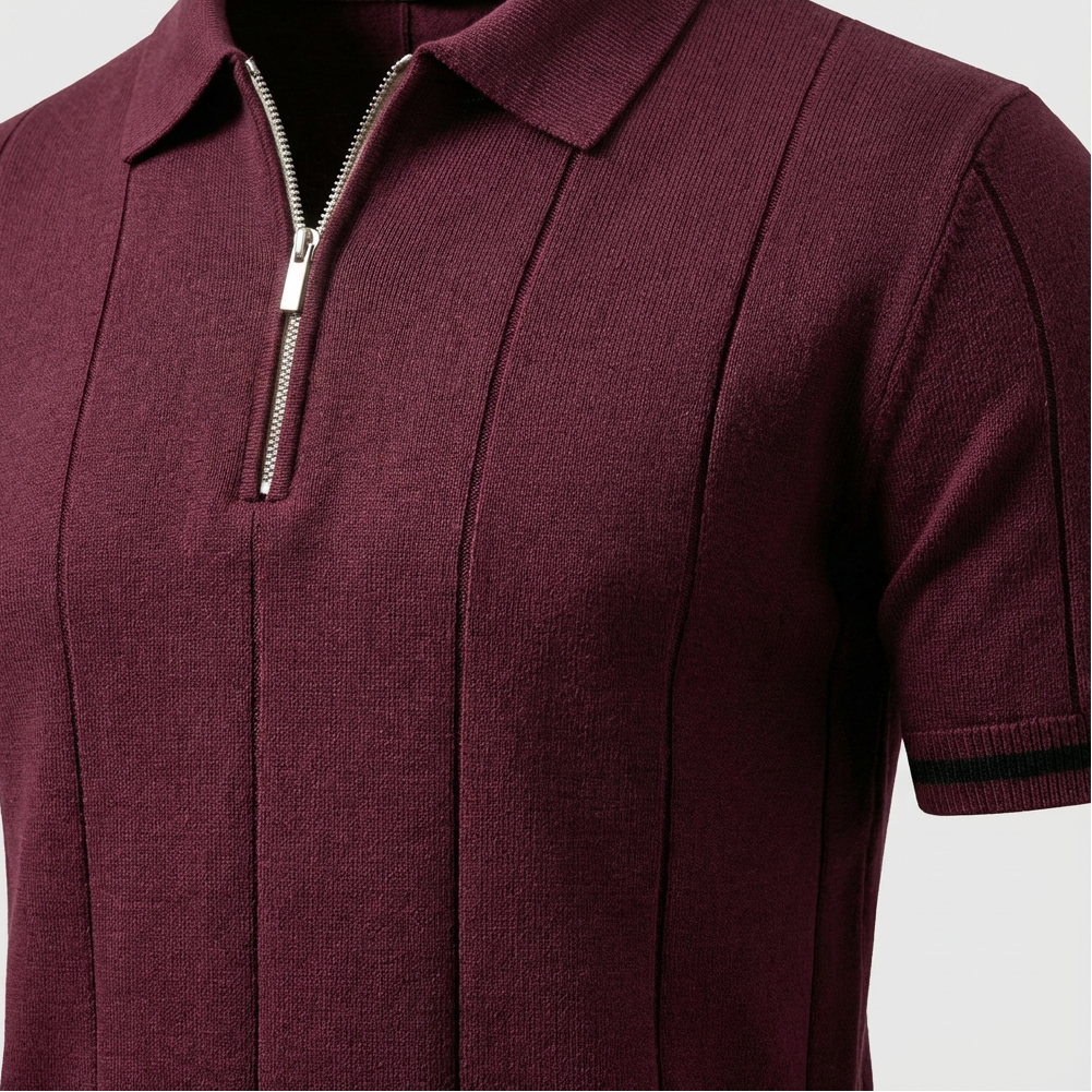 Burgundy Torino quarter-zip polo front view