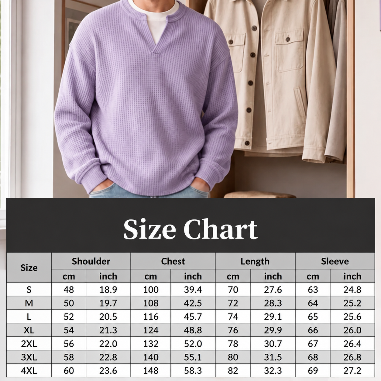 ✨ Jouw stijl‑upgrade: Getextureerd, Relaxed, Stijlvol! 👕Gelaagde comfortabele wafelgebreid T-shirt
