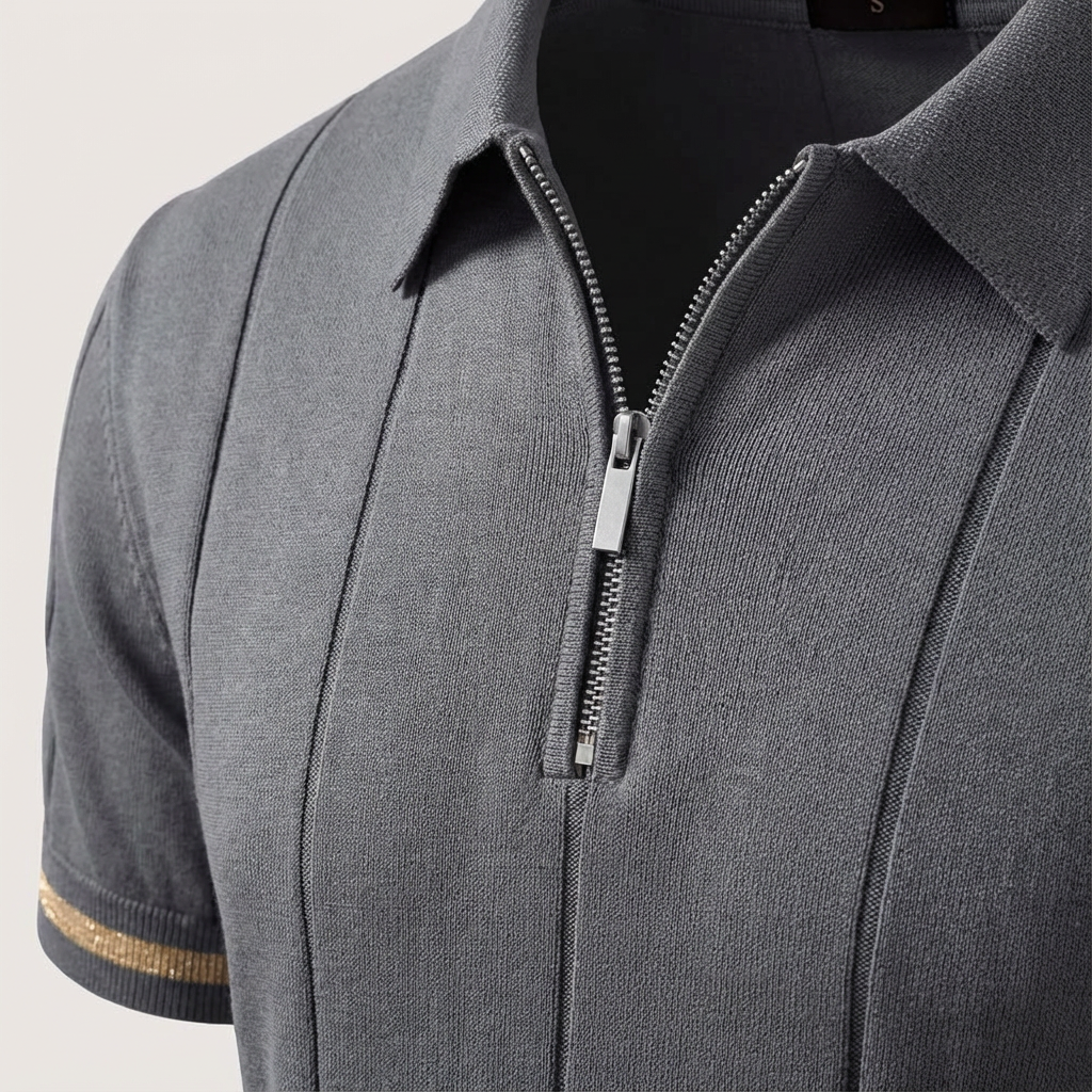Grey Torino quarter-zip polo product detail
