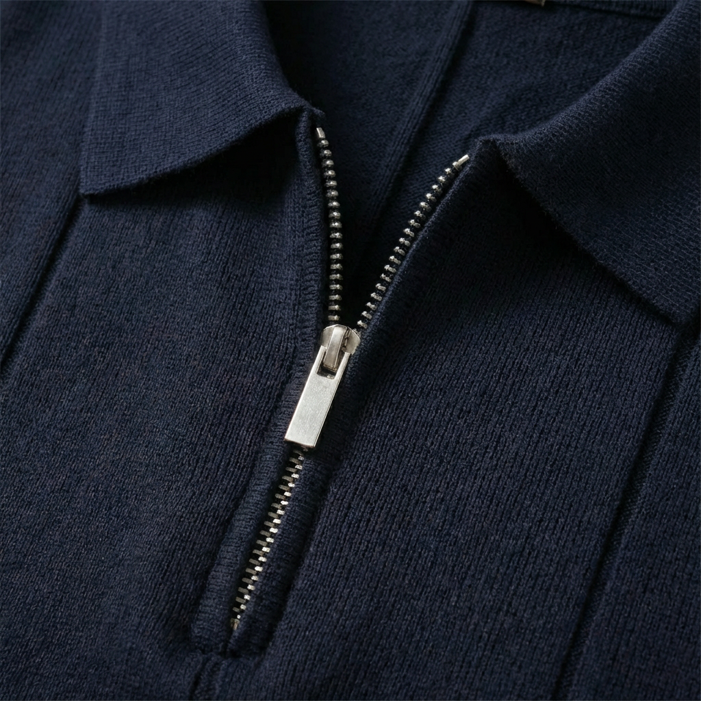 Navy Torino quarter-zip polo product detail