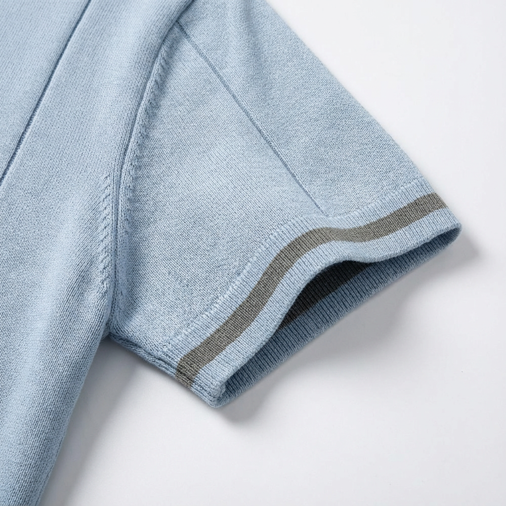 Pastel Blue Torino quarter-zip polo product detail