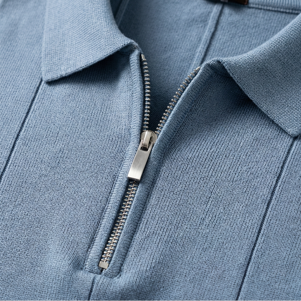 Light Blue Torino quarter-zip polo product detail