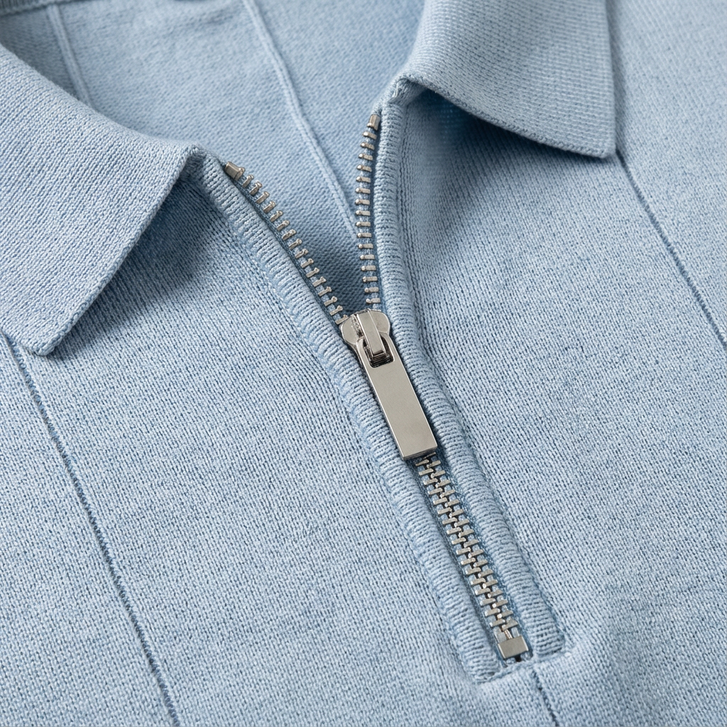 Pastel Blue Torino quarter-zip polo product detail