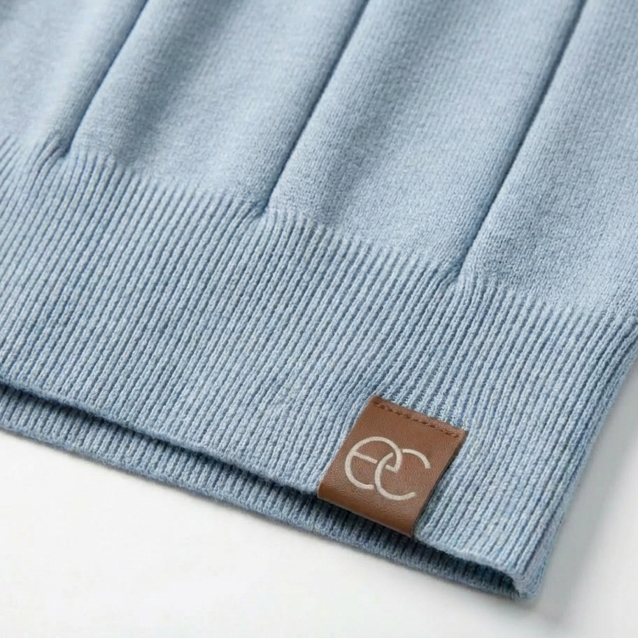 Pastel Blue Torino quarter-zip polo product detail