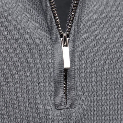Grey Torino quarter-zip polo quarter-zip collar detail
