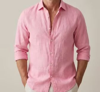 Men's textured long-sleeve shirt in pink