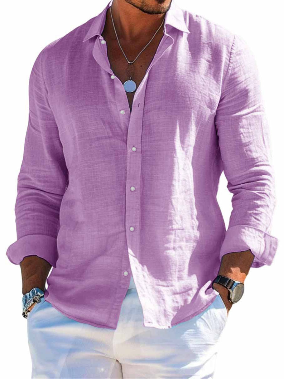 Men's textured long-sleeve shirt in purple