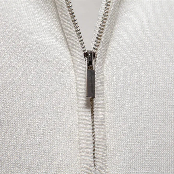 White Torino quarter-zip polo product detail