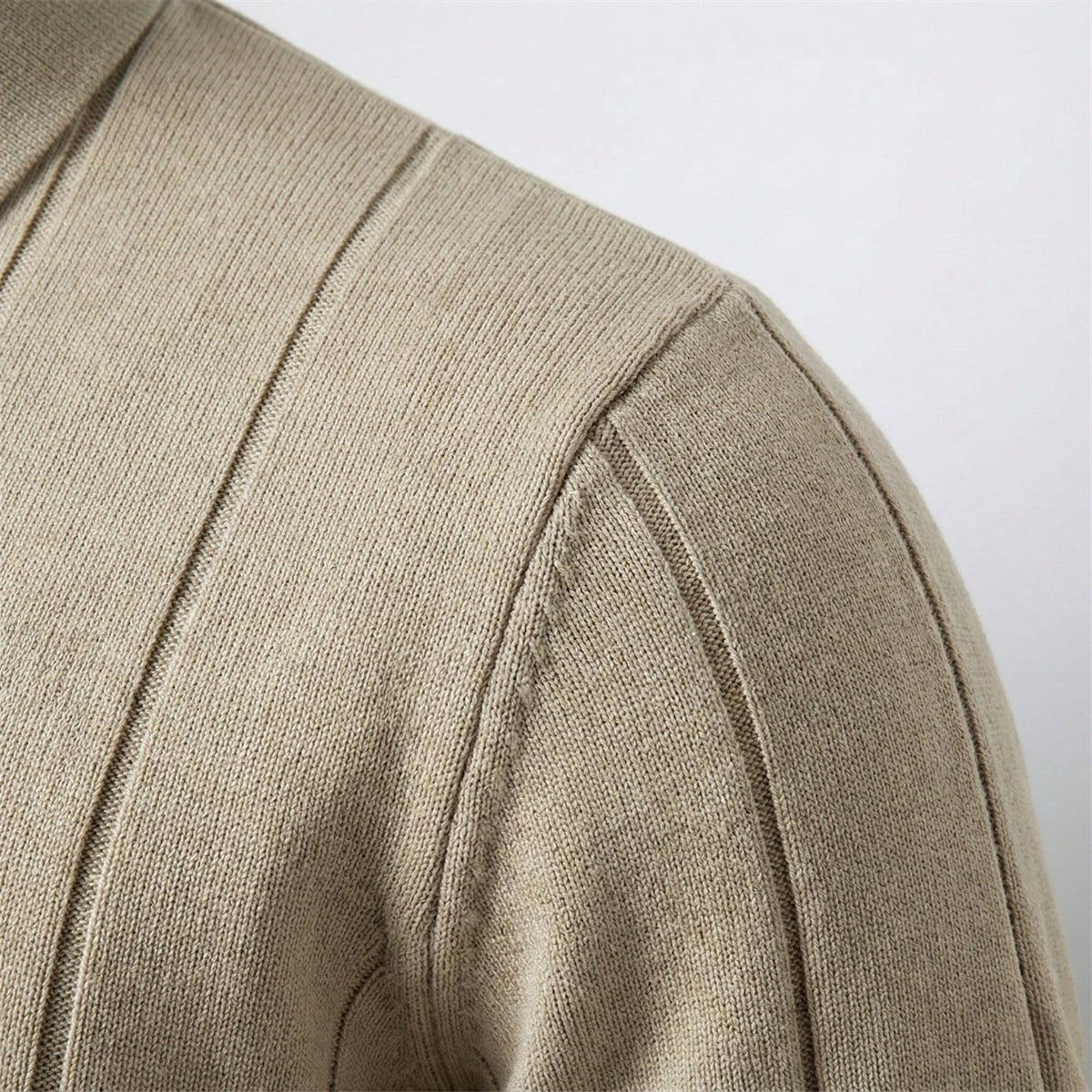 Beige Torino quarter-zip polo shoulder detail