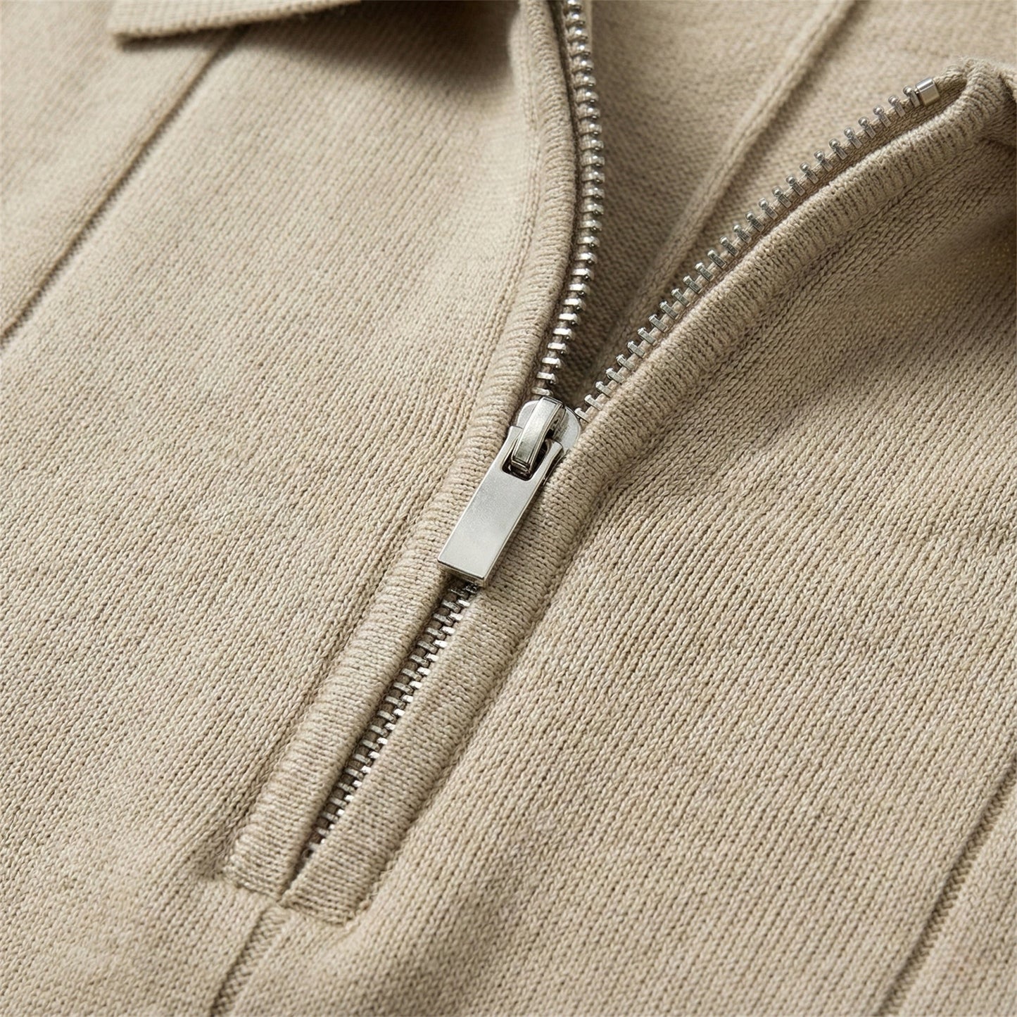 Beige Torino quarter-zip polo quarter-zip collar detail