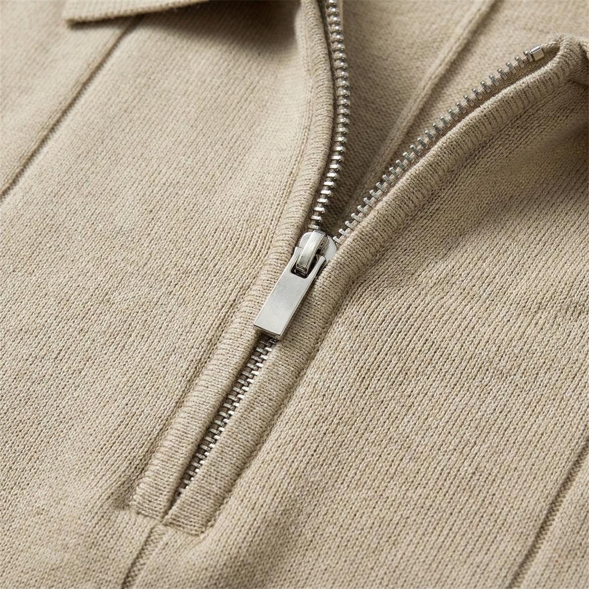 Beige Torino quarter-zip polo quarter-zip collar detail