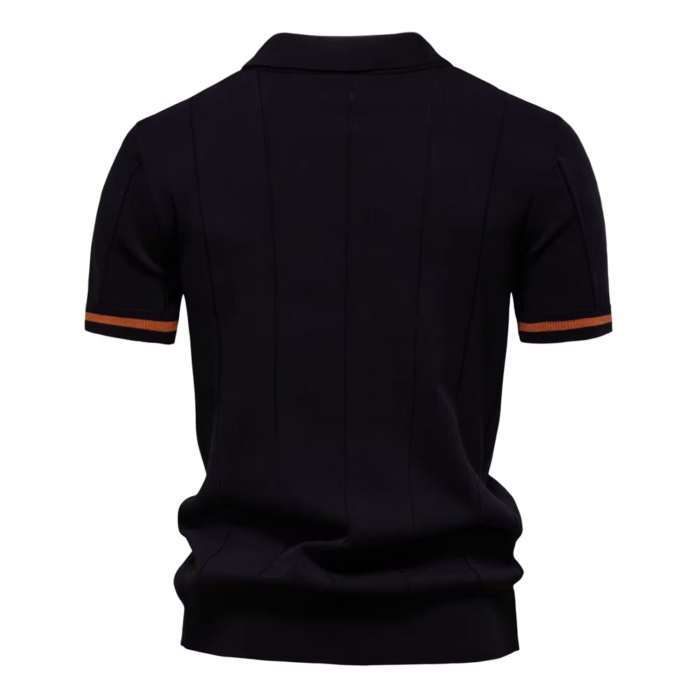 Black Torino quarter-zip polo back view