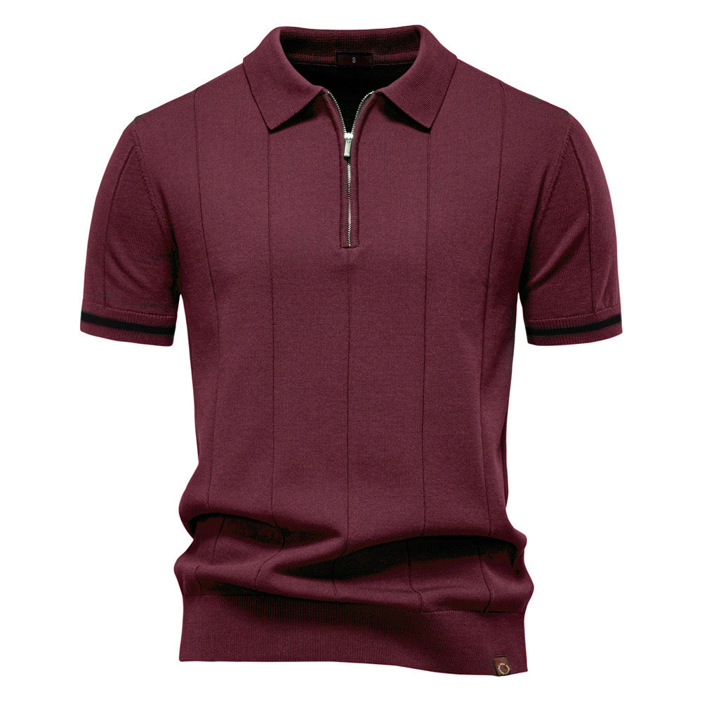 Burgundy Torino quarter-zip polo front view