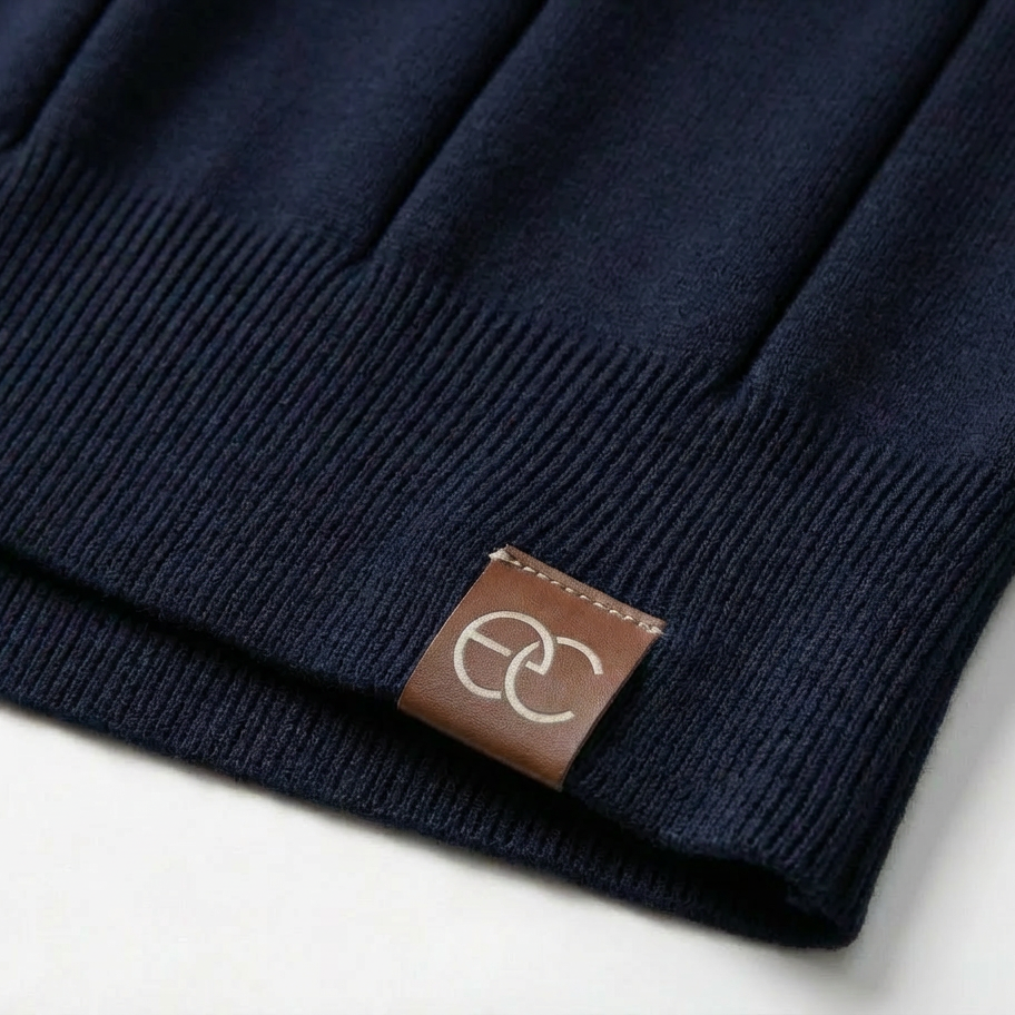 Navy Torino quarter-zip polo product detail