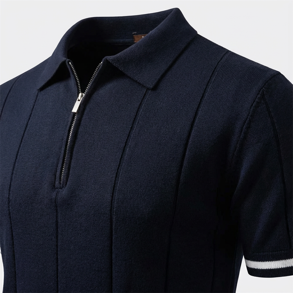 Navy Torino quarter-zip polo product detail