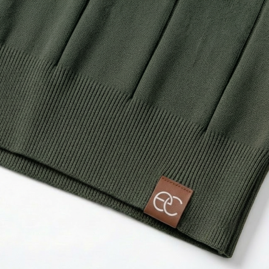 Dark Pine Torino quarter-zip polo inside label detail