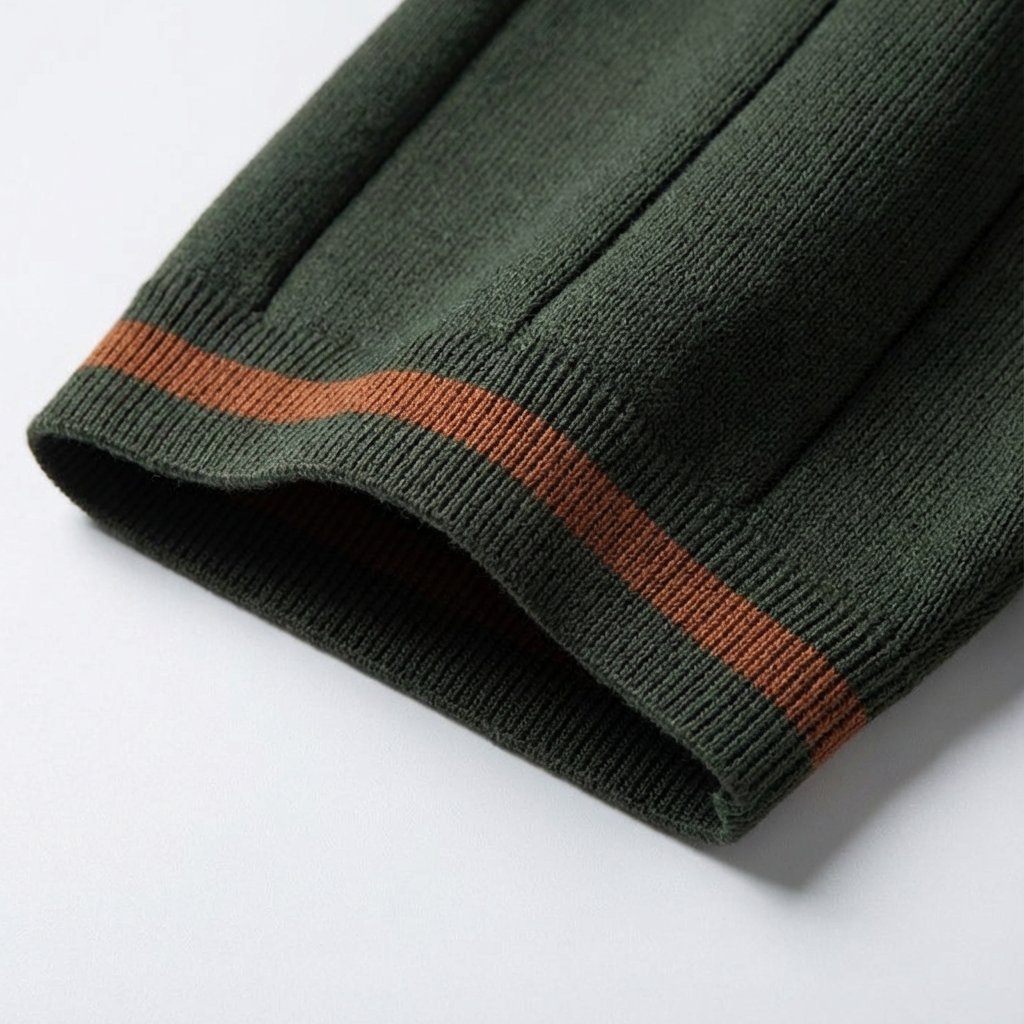 Dark Pine Torino quarter-zip polo sleeve and fabric detail