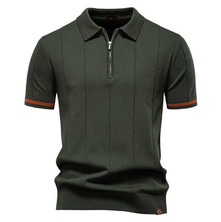 Dark Pine Torino quarter-zip polo front view