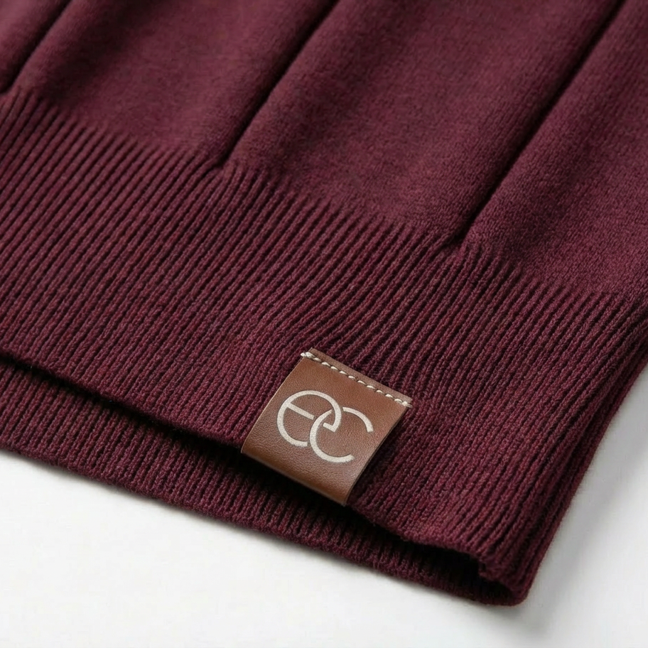 Burgundy Torino quarter-zip polo product detail