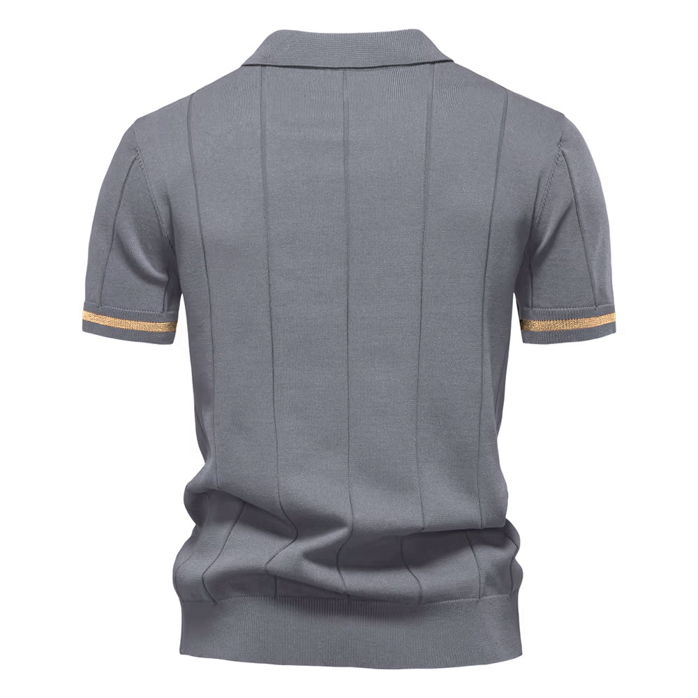 Grey Torino quarter-zip polo back view
