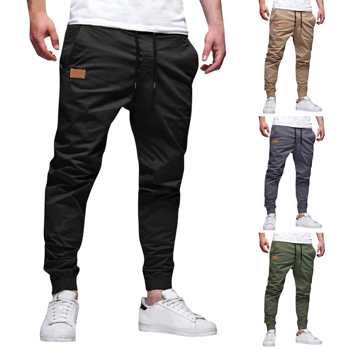 Men's stretch drawstring jogger pants in multiple colors