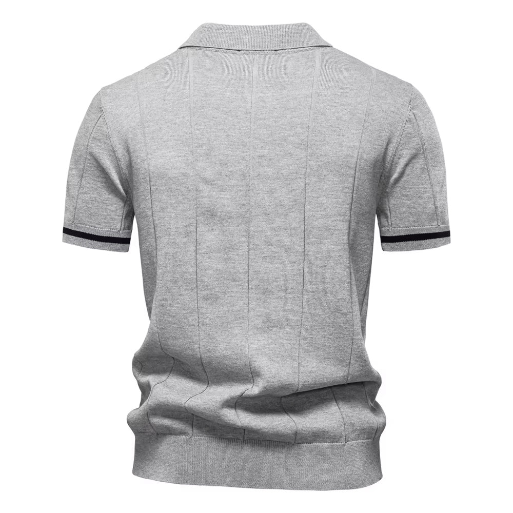 Light Grey Torino quarter-zip polo back view