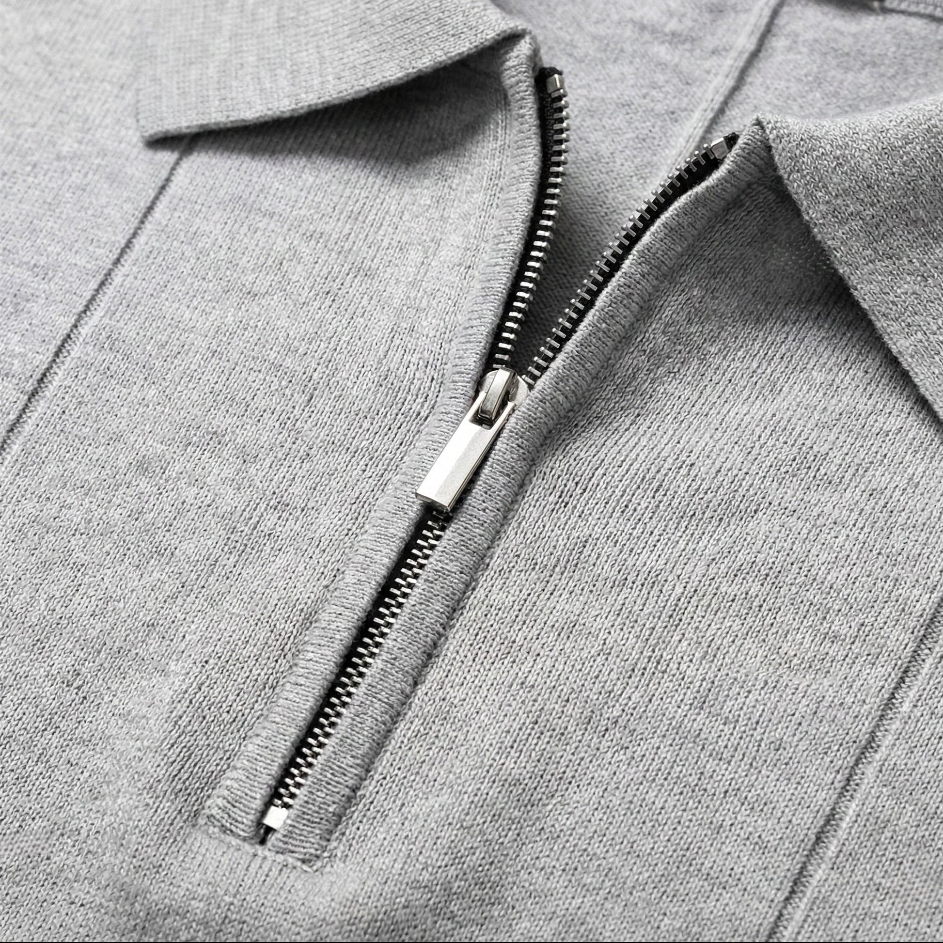 Light Grey Torino quarter-zip polo quarter-zip collar detail
