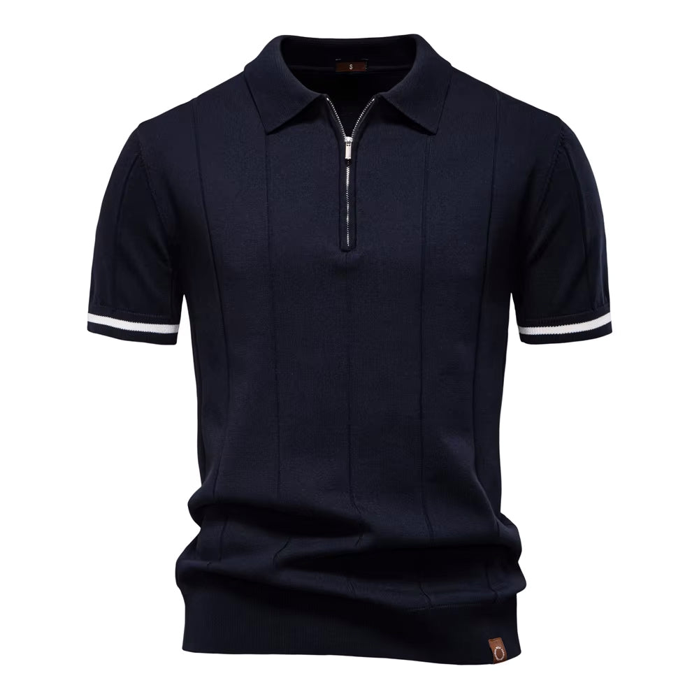 Navy Torino quarter-zip polo front view