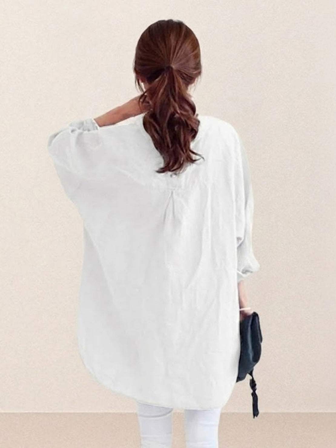 White oversized cotton-linen shirt