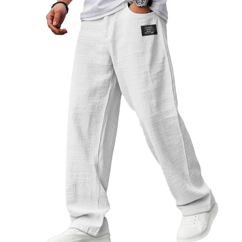 Men's breathable straight-leg trousers - White