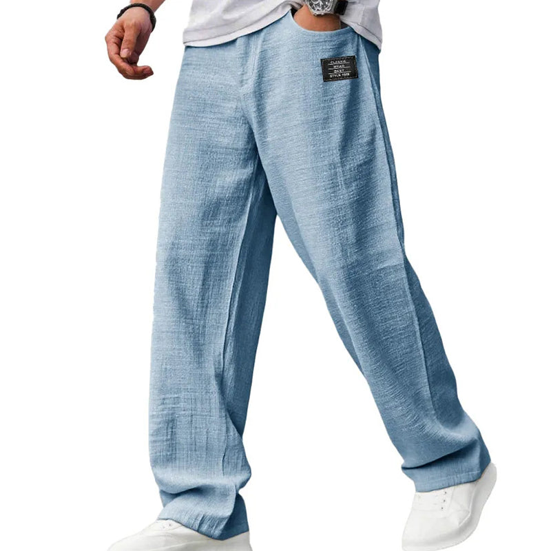 Men's breathable straight-leg trousers - Light Blue