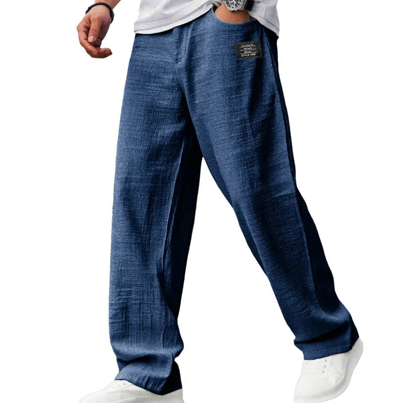 Men's breathable straight-leg trousers - Navy Blue