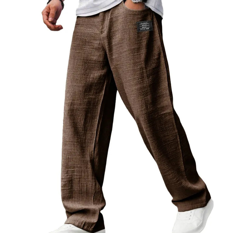 Men's breathable straight-leg trousers - Brown