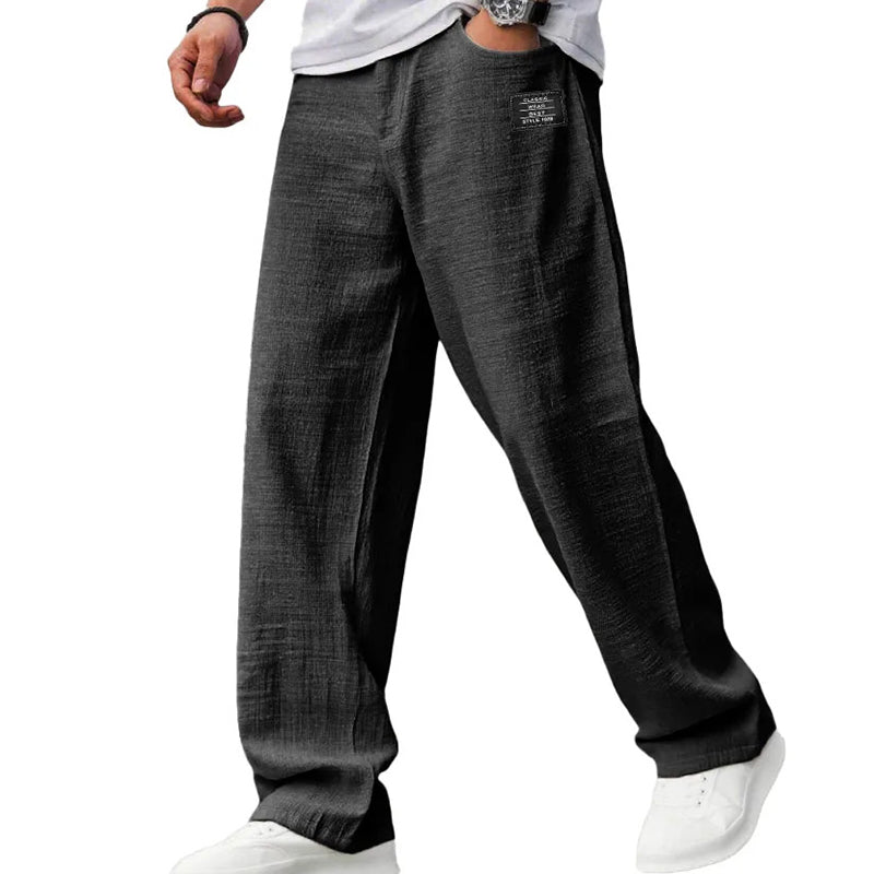 Men's breathable straight-leg trousers - Black