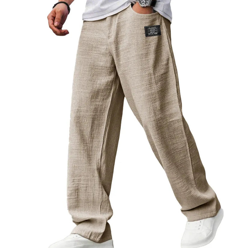 Men's breathable straight-leg trousers - Khaki