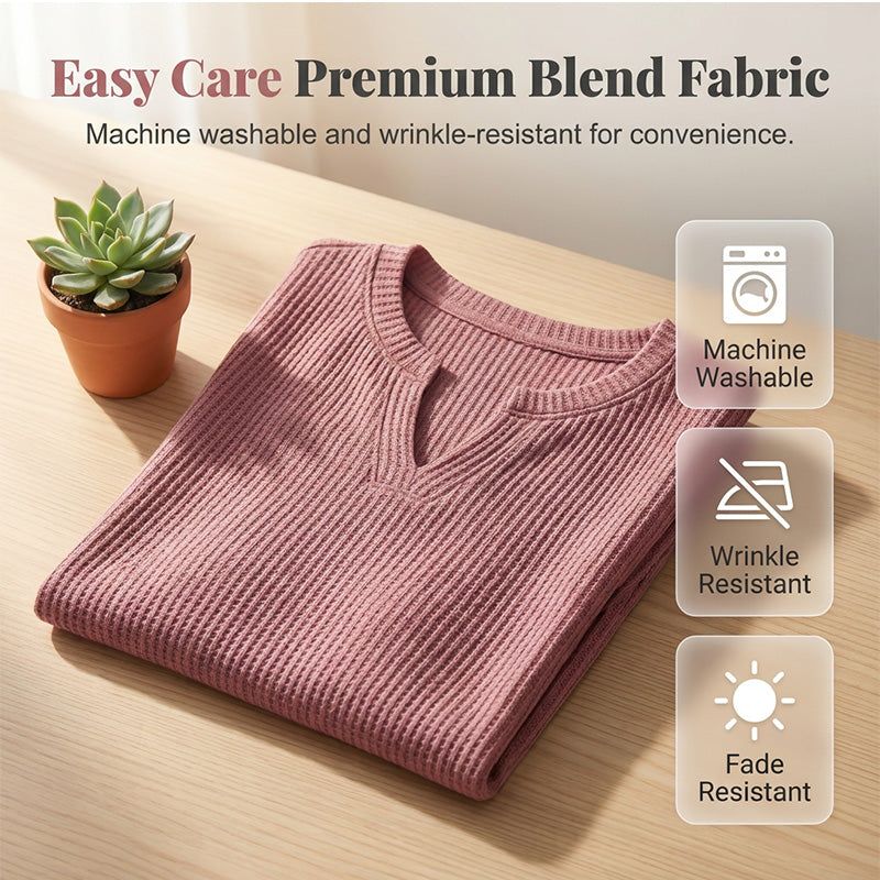 Women's Textured V-Neck Patchwork Short Sleeve Top - product view 4