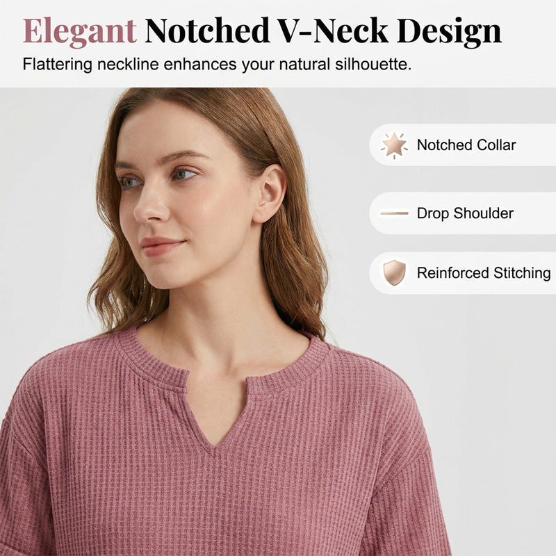 Women's Textured V-Neck Patchwork Short Sleeve Top - product view 3