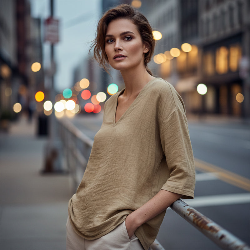 Women's V-neck 3/4 sleeve blouse product image 17