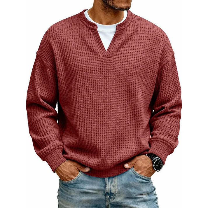 ✨ Jouw stijl‑upgrade: Getextureerd, Relaxed, Stijlvol! 👕Gelaagde comfortabele wafelgebreid T-shirt