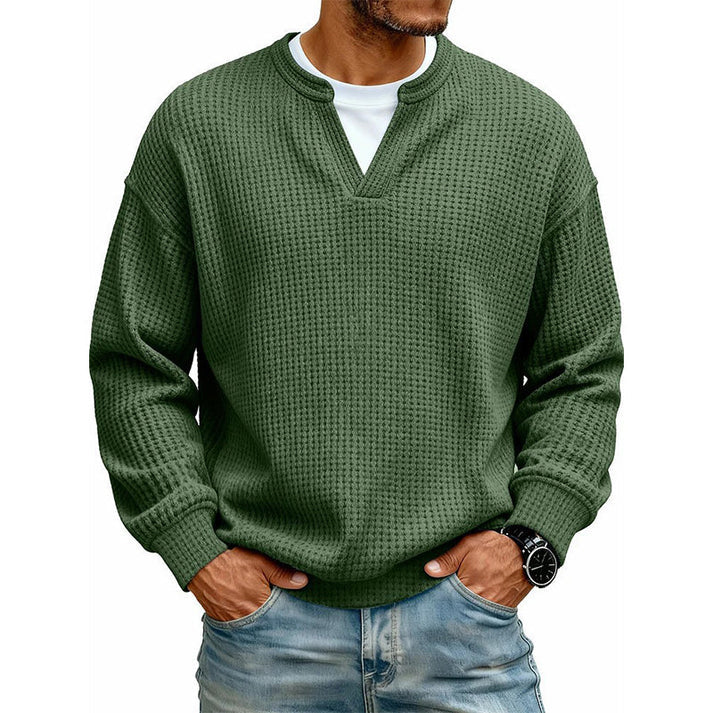 ✨ Jouw stijl‑upgrade: Getextureerd, Relaxed, Stijlvol! 👕Gelaagde comfortabele wafelgebreid T-shirt