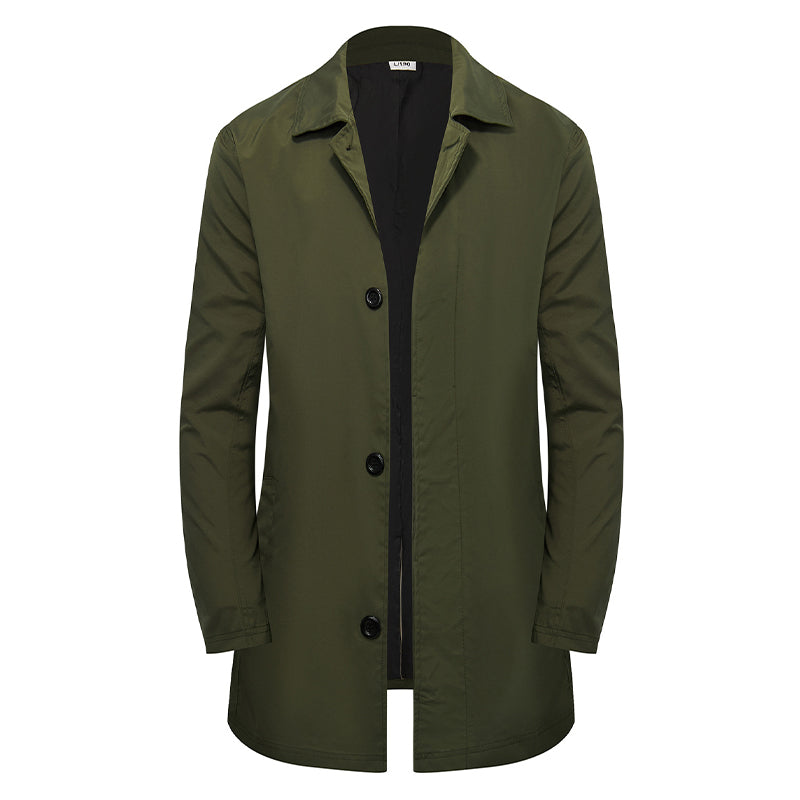 Men's minimalist single-breasted mid-length coat, product view 13