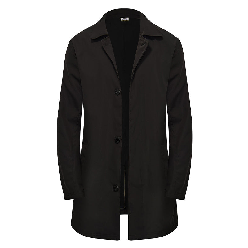 Men's minimalist single-breasted mid-length coat, product view 11