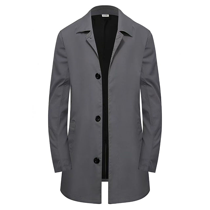 Men's minimalist single-breasted mid-length coat, product view 12