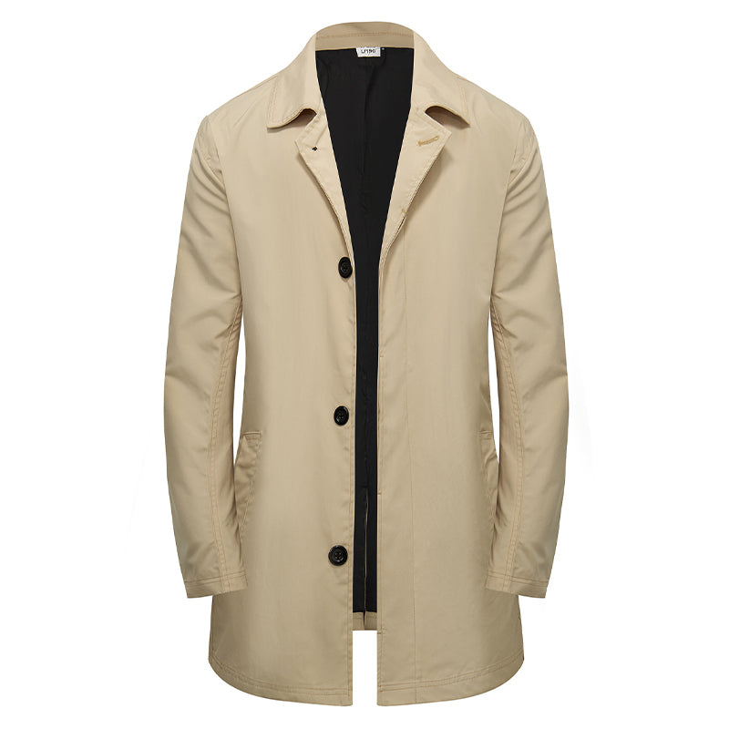 Men's minimalist single-breasted mid-length coat, product view 15