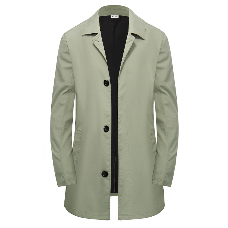 Men's minimalist single-breasted mid-length coat, product view 14