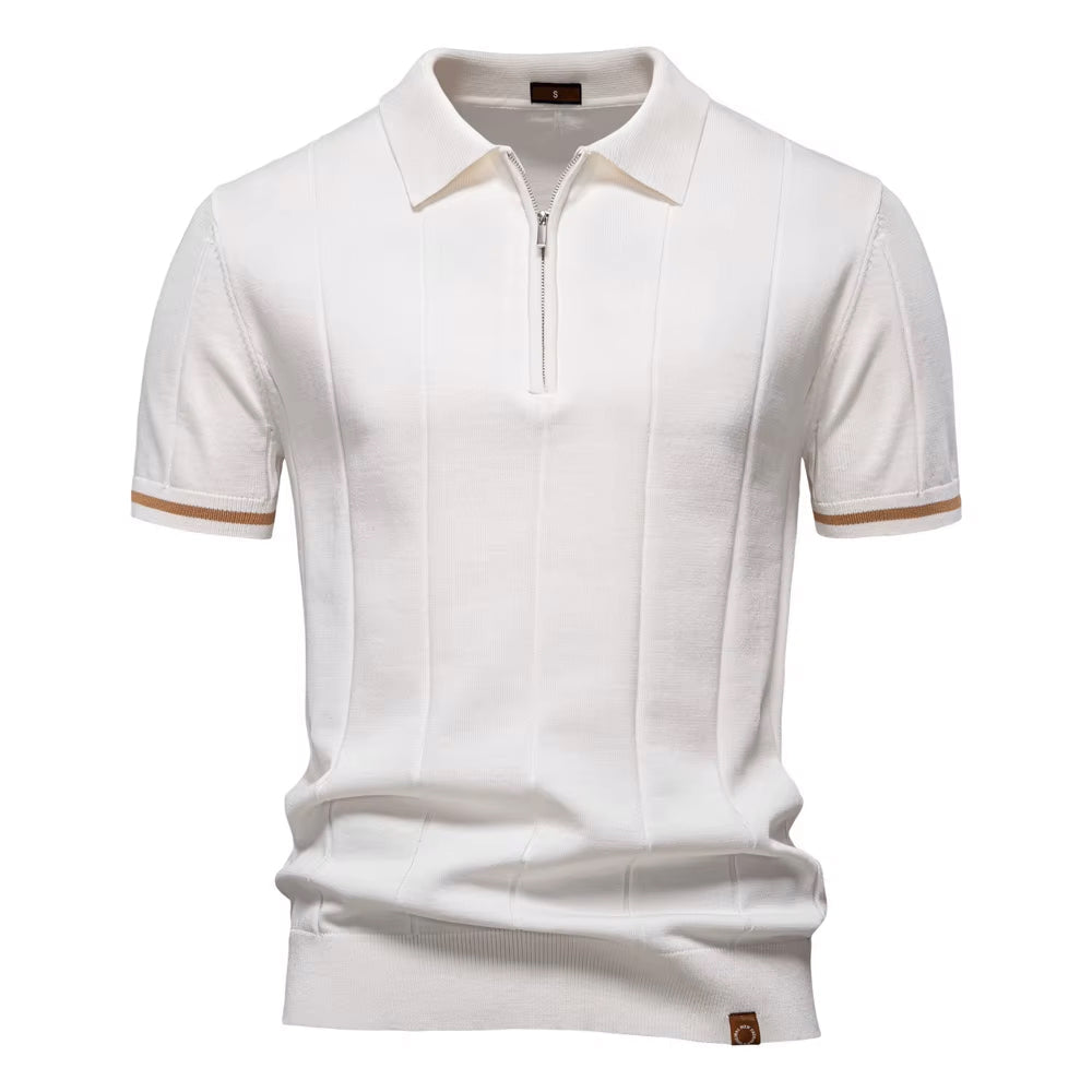 White Torino quarter-zip polo front view