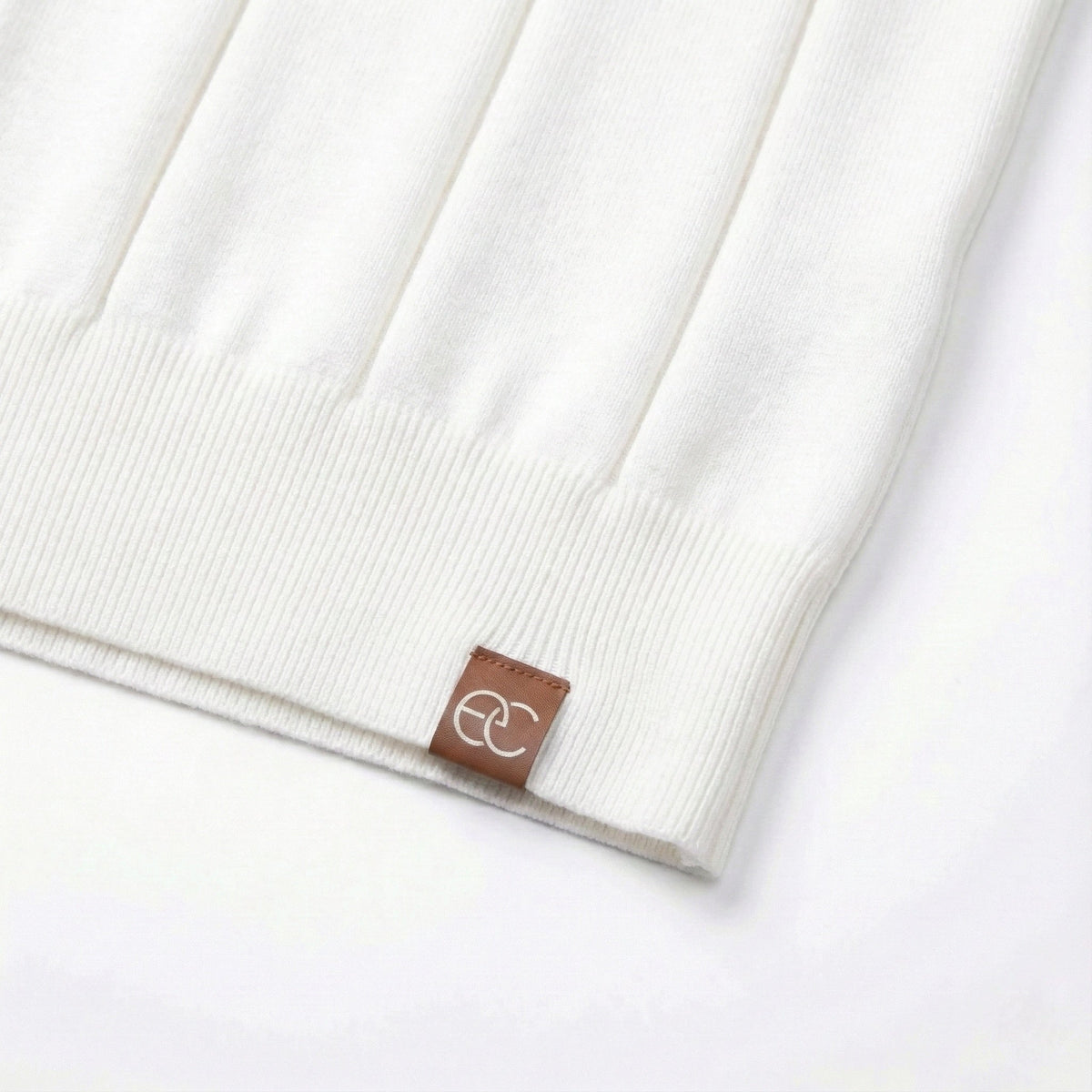 White Torino quarter-zip polo inside label detail