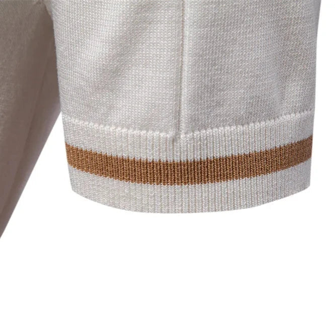 White Torino quarter-zip polo sleeve and fabric detail