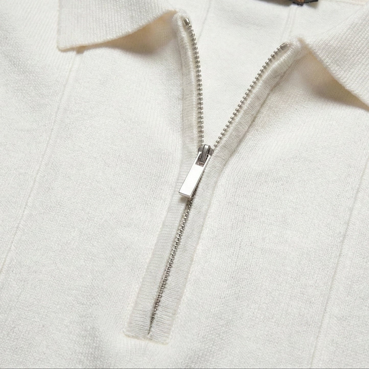 White Torino quarter-zip polo quarter-zip collar detail